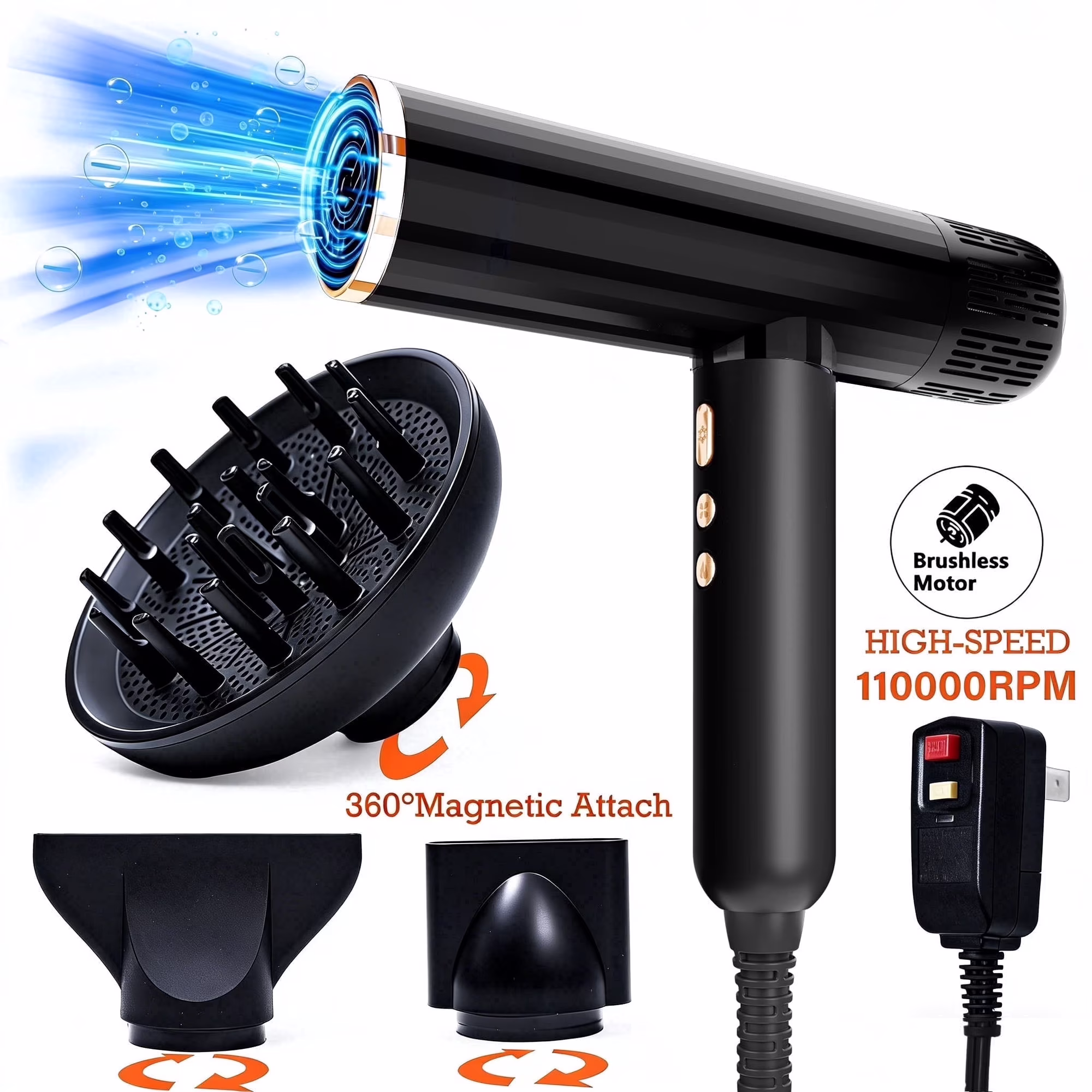 SKIMI Ionic Hair Dryer, High Speed 110000RPM Blow Dryer, Hair Blow Dryer with Diffuser for Women